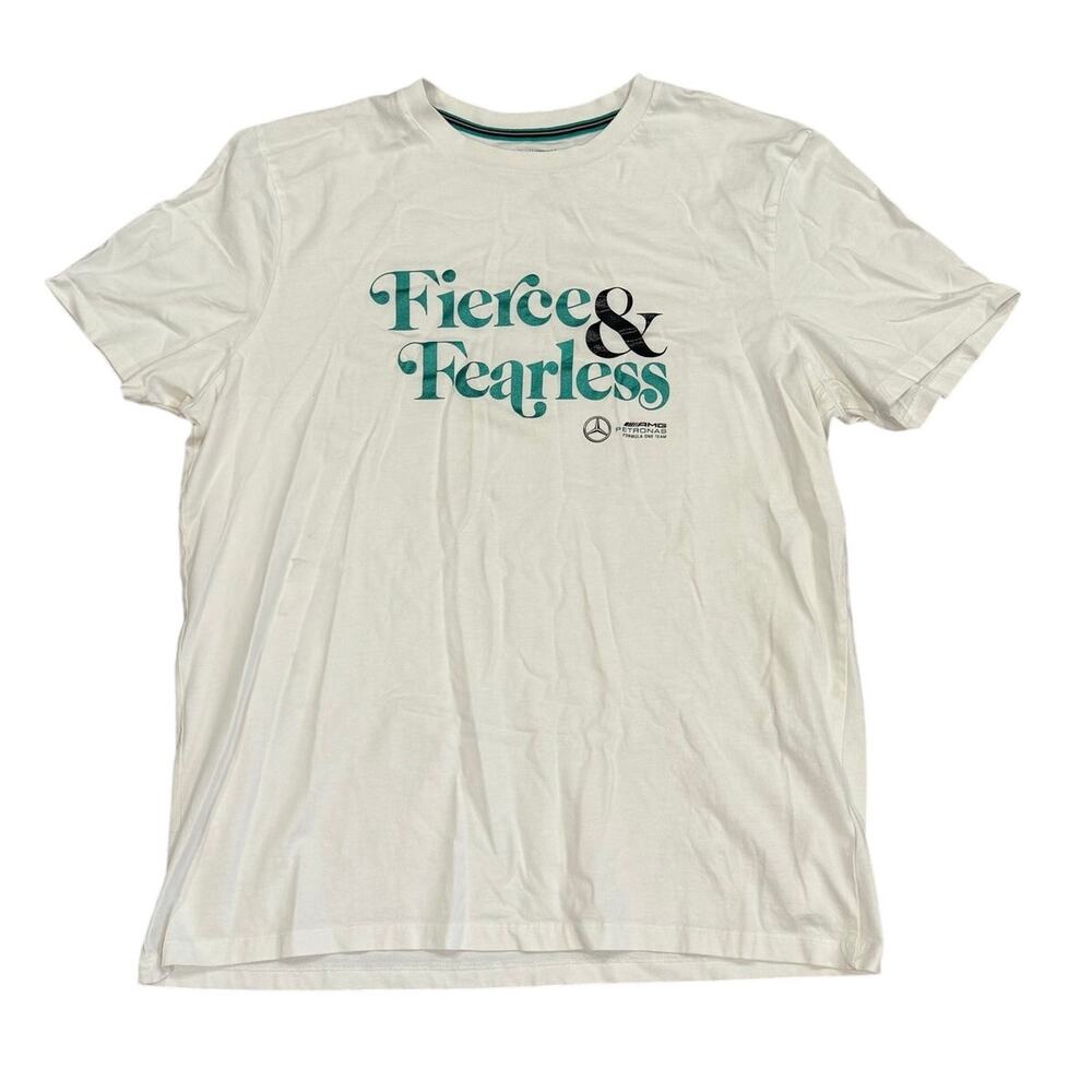 Mercedes AMG F1 Fierce & Fearless Foil Graphic Tee White Organic Cotton XL